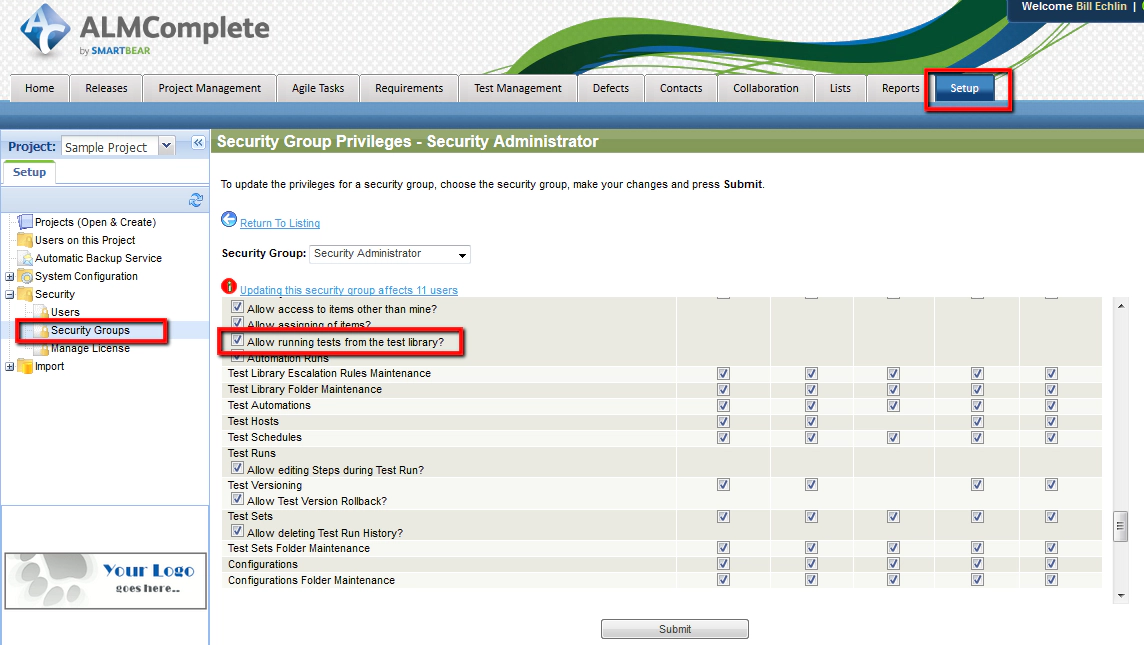Setting Security Privileges in QAComplete Setting Security Privileges in QAComplete