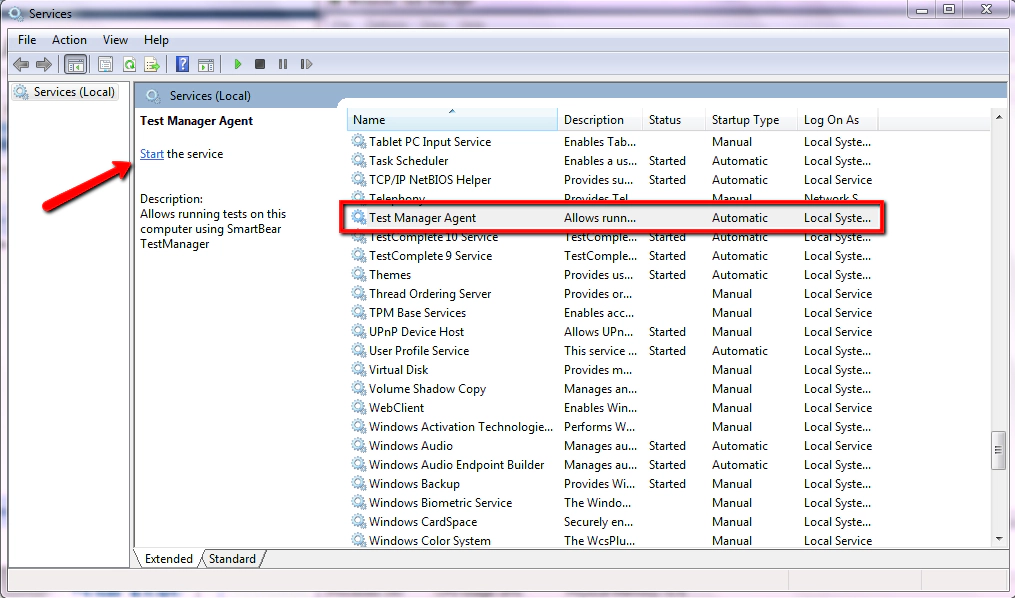 Starting the test agent for TestComplete Starting the test agent for TestComplete