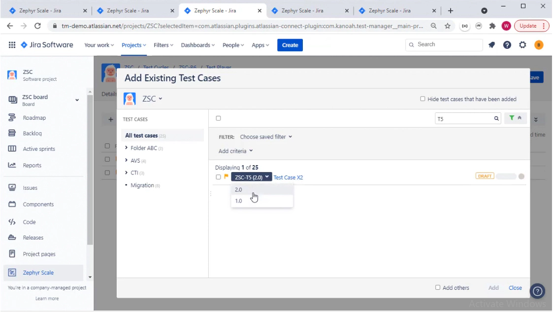 Adding Versions To Test Cycle Adding Versions To Test Cycle