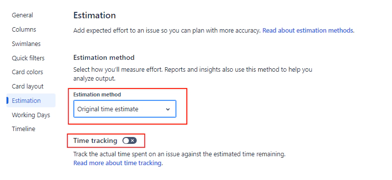 Board Config Set to Track Original Time Estimate Board Config Set to Track Original Time Estimate