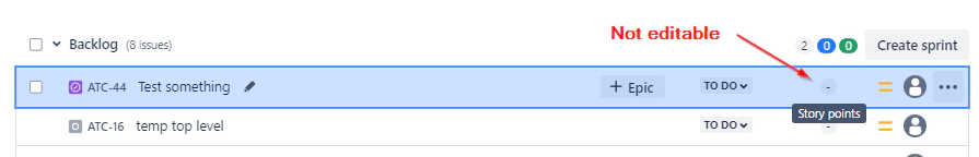 Story Point Value Not Editable Story Point Value Not Editable