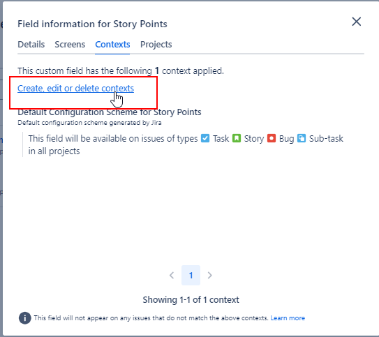 Editing Issue Types to Track Story Points