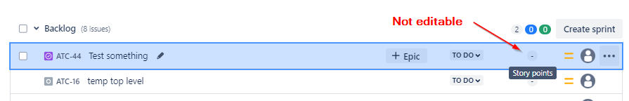 Story Point Value Not Editable