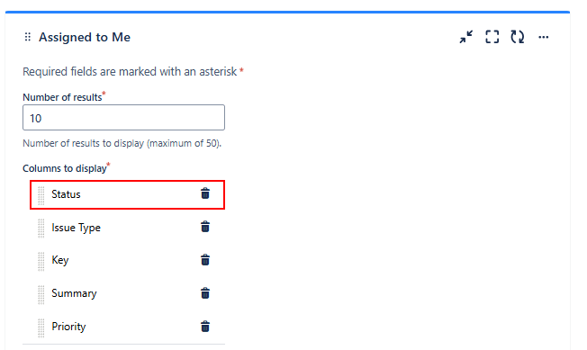 Configuring a Gadget to Display Status