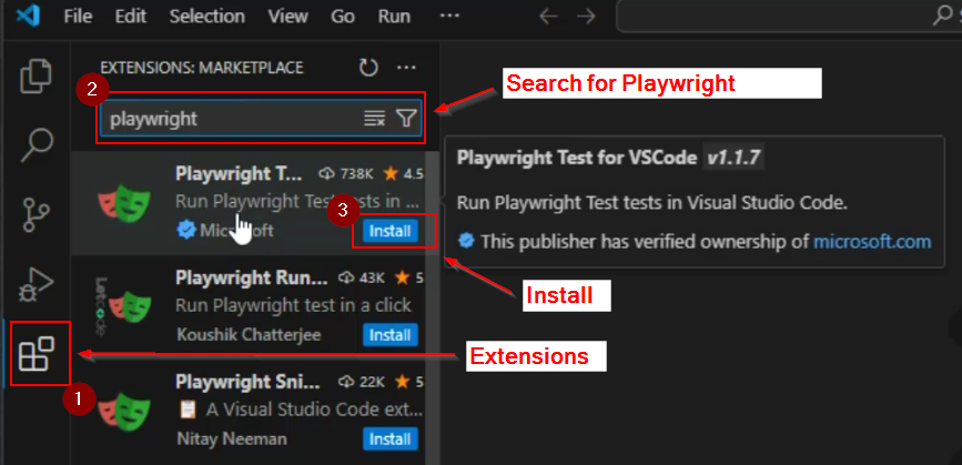 Installing the Playwright Extension