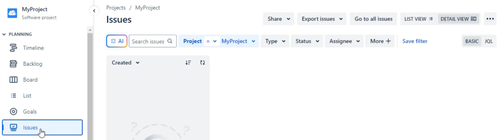 Jira Project Issues View