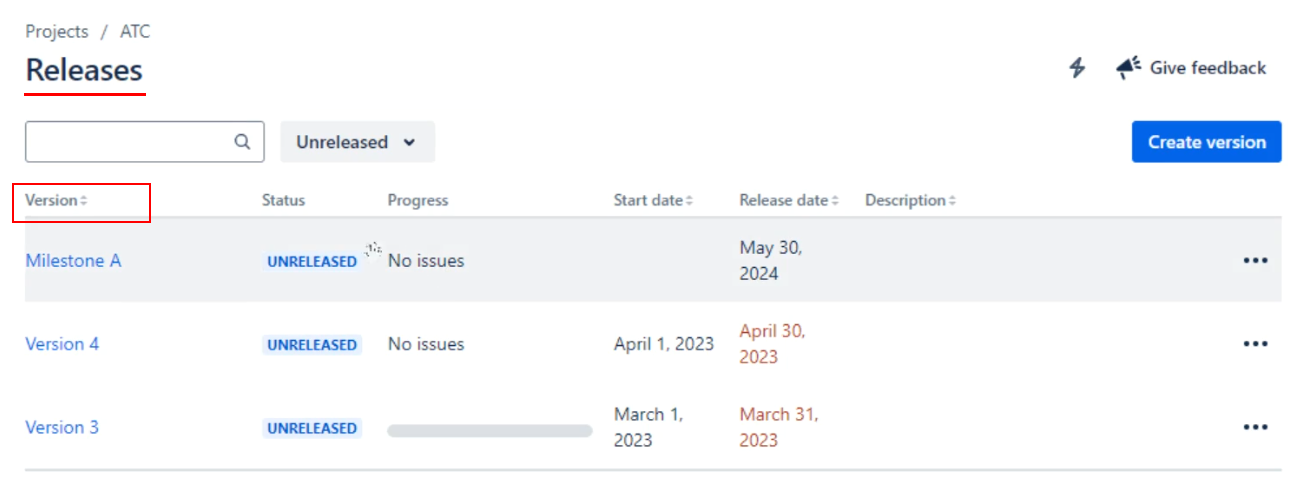 Jira Releases and Versions