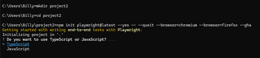 Playwright Command Line Setup