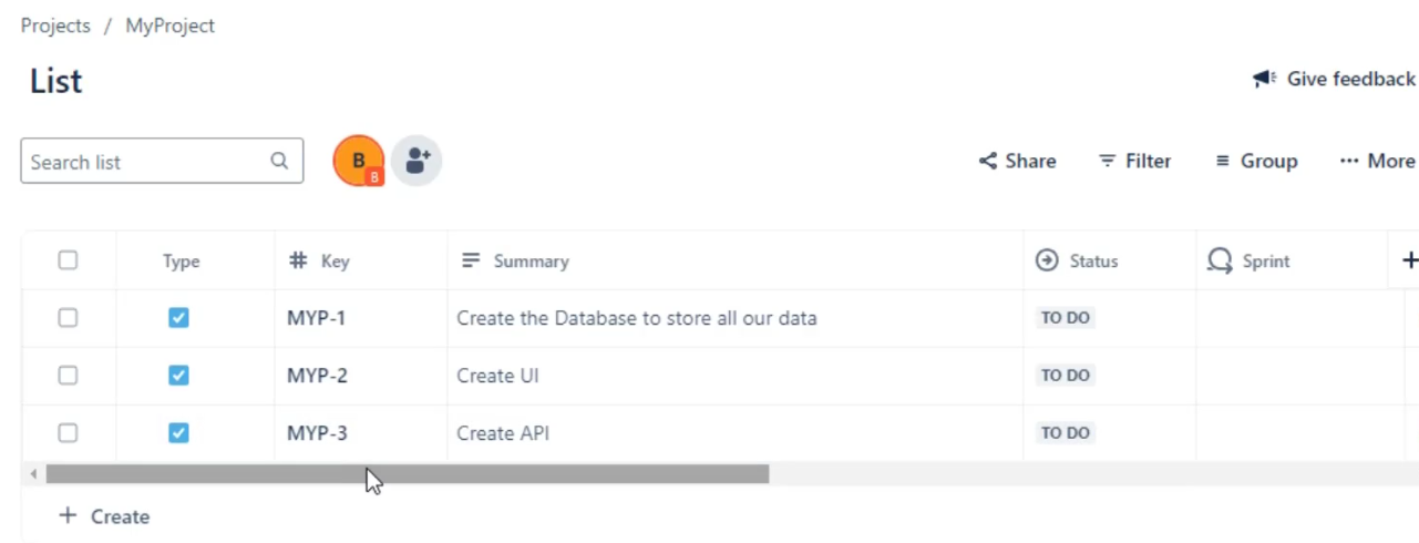 Updating Jira Issues in List View