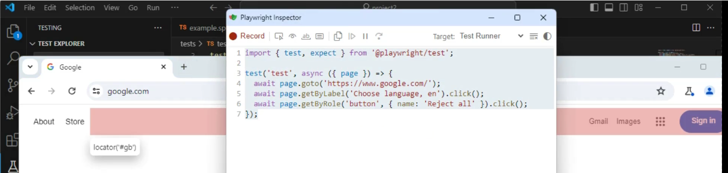 Recording Tests with Playwright Inspector
